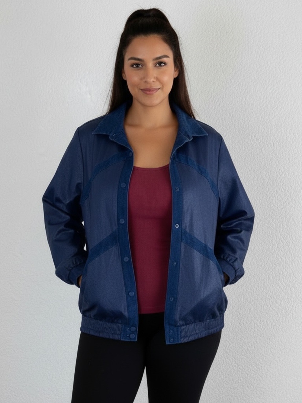 TJ | Vintage blue button front bomber lightweight jacket women’s sz extr…